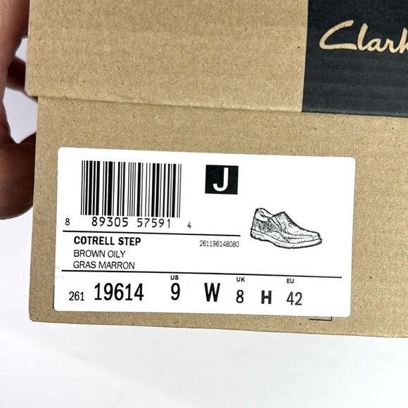 NWB Clarks Collection Cotrell Step Slip-On Shoes Brown Leather Men’s size 9W - Picture 14 of 15